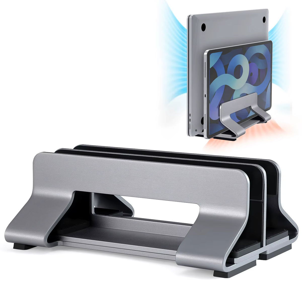 Laptop Stand Vertical Tool-Free Adjustable Aluminum Vertical Laptop Stand Holder Width from 12-30Mm Support Almost All Laptop