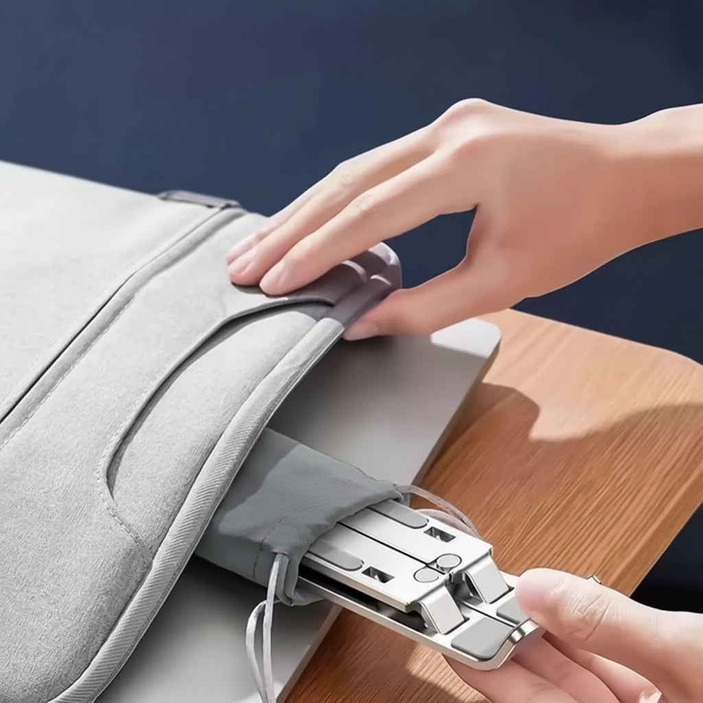Adjustable Aluminum Laptop Stand - 6-Level Height, Foldable & Portable Design for 8-16” Laptops, Enhanced Ventilation & Heat