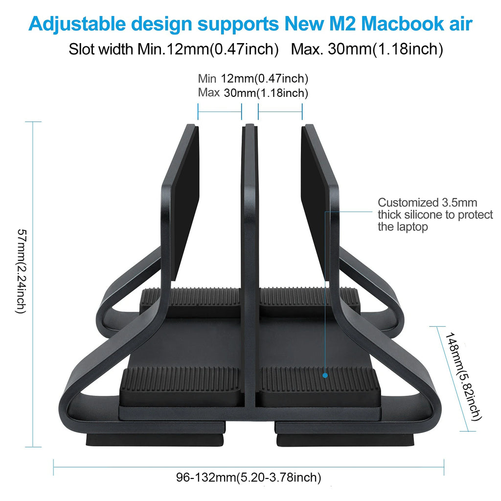 Laptop Stand Vertical Tool-Free Adjustable Aluminum Vertical Laptop Stand Holder Width from 12-30Mm Support Almost All Laptop