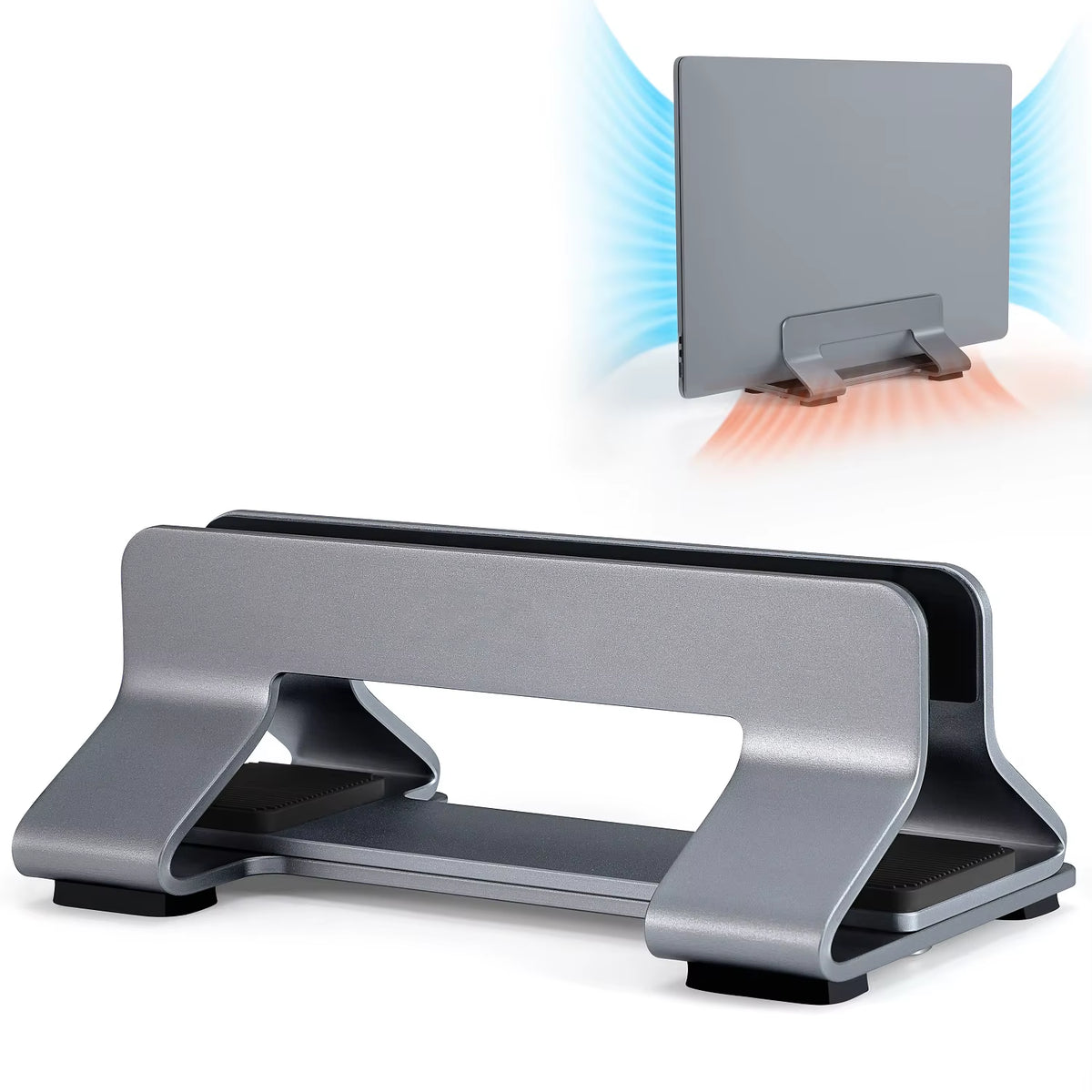 Laptop Stand Vertical Tool-Free Adjustable Aluminum Vertical Laptop Stand Holder Width from 12-30Mm Support Almost All Laptop
