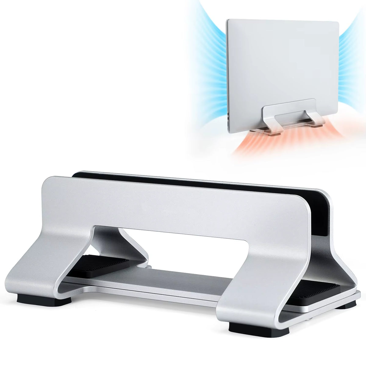 Laptop Stand Vertical Tool-Free Adjustable Aluminum Vertical Laptop Stand Holder Width from 12-30Mm Support Almost All Laptop